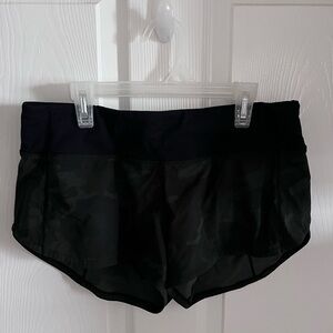 Lululemon Green Camo Low Rise Speed Up Short 2.5” Inseam